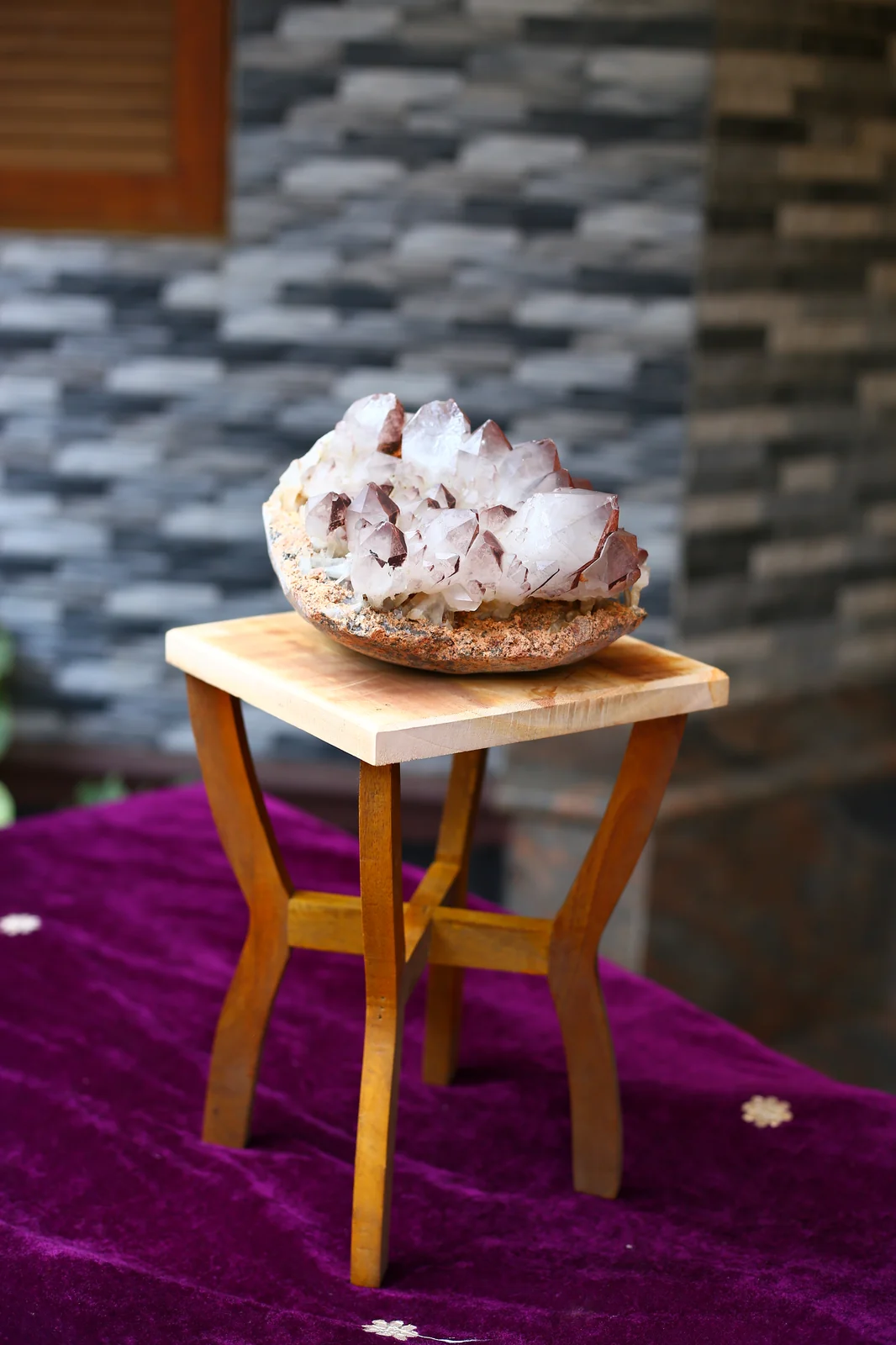 Natural Pink Hematite Quartz cluster #7