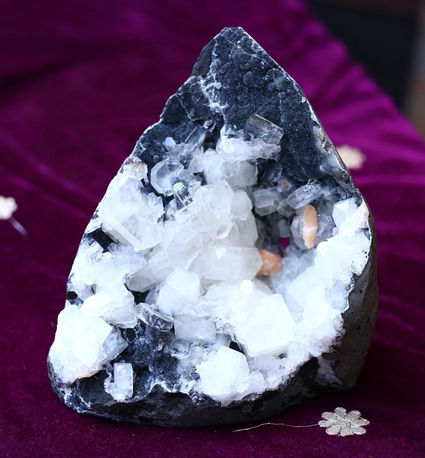BlackChalcedony with Icy Apophyllite