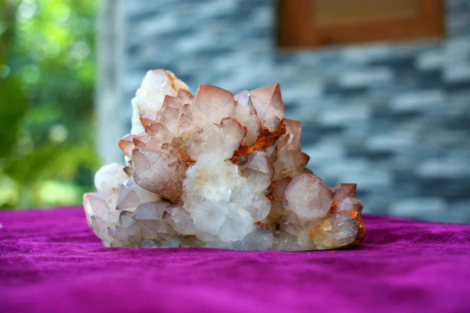 Natural Pink Hematite Quartz cluster #5