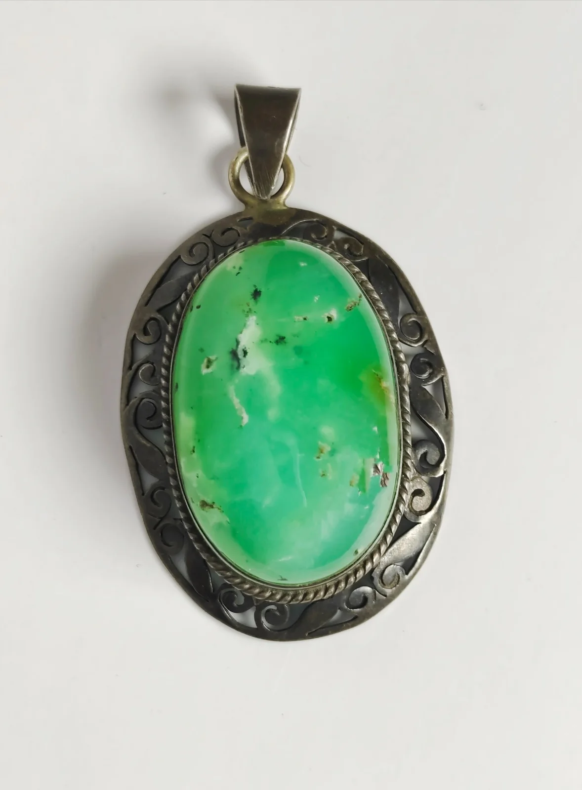 The Sacred Verdure Chrysoprase Pure Silver Pendant